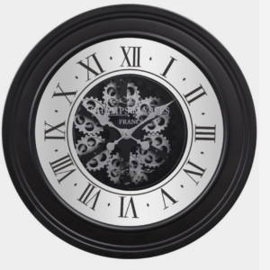 80cm Round French Mirrored Industrial Exposed Moving Gear Wall Clock